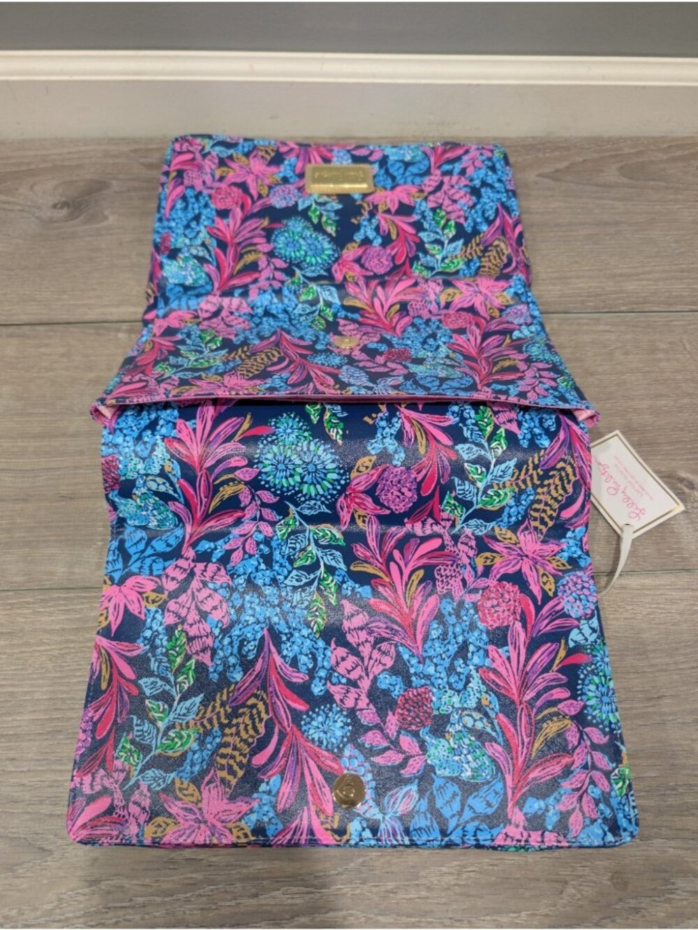 Lilly Pulitzer NWT Laptop Sleeve Leatherette Aegean Navy Calypso Coast - Picture 4 of 12